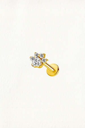 GOLD ZIRCON PAW THREADED STUD EARRING