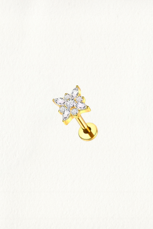 GOLD ZIRCON DAFFODIL THREADED STUD EARRING