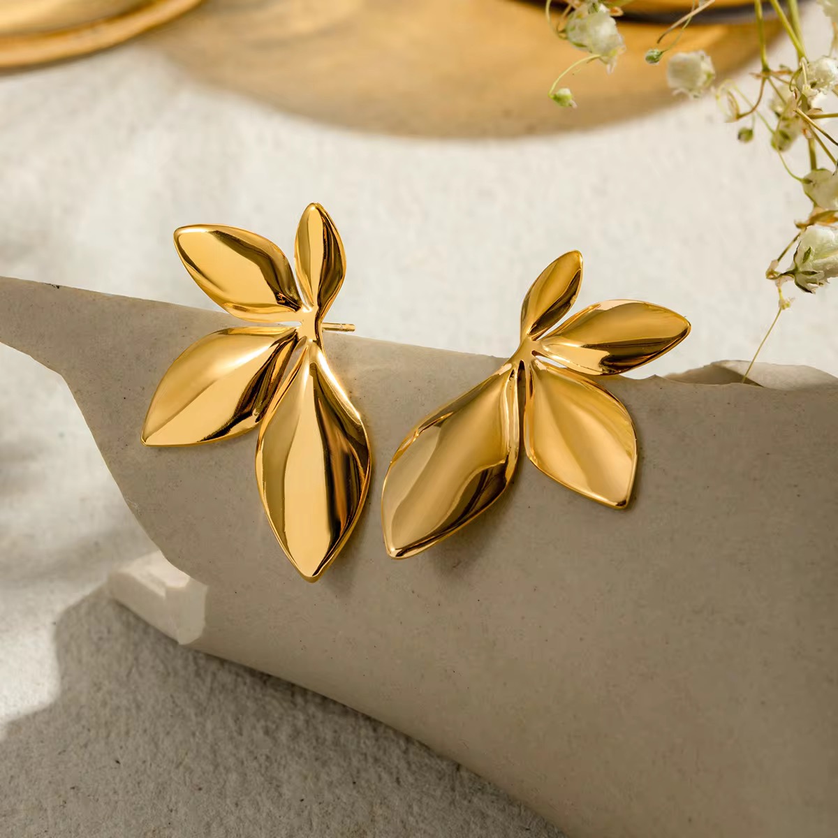 Earrings stainless steel gold plated