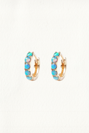 SMALL BLUE OPAL HOOP EARRINGS