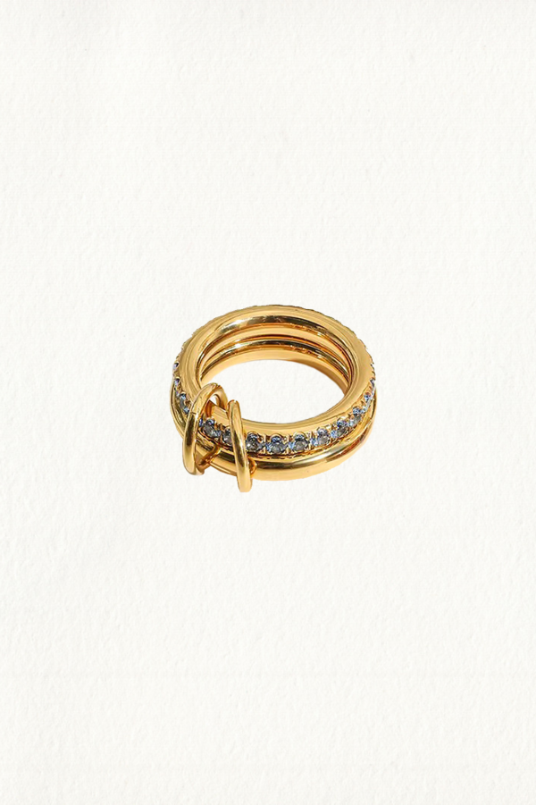 LINKED PAVE BLUE SAPPHIRE BAND RING