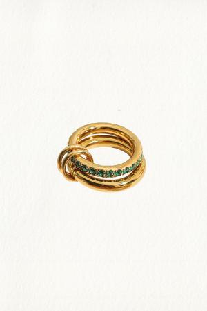 LINKED PAVE EMERALD BAND RING