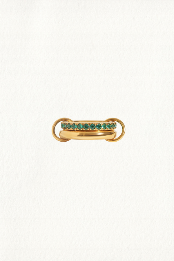 LINKED PAVE EMERALD BAND RING