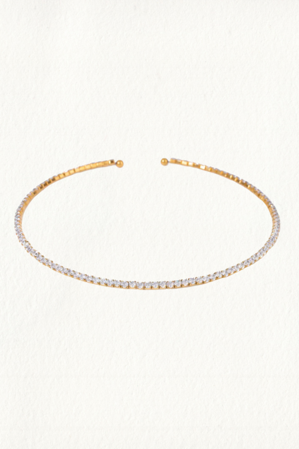 SPARKLING GOLD TENNIS CHOKER NECKLACE