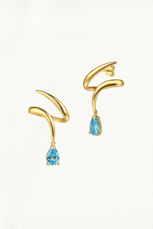 BLUE TOPAZ TEARDROP TWIRL EARRINGS