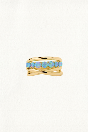BLUE OPAL CROSSOVER BAND RING