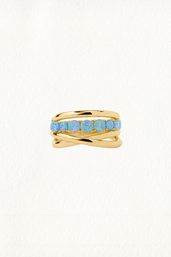 BLUE OPAL CROSSOVER BAND RING