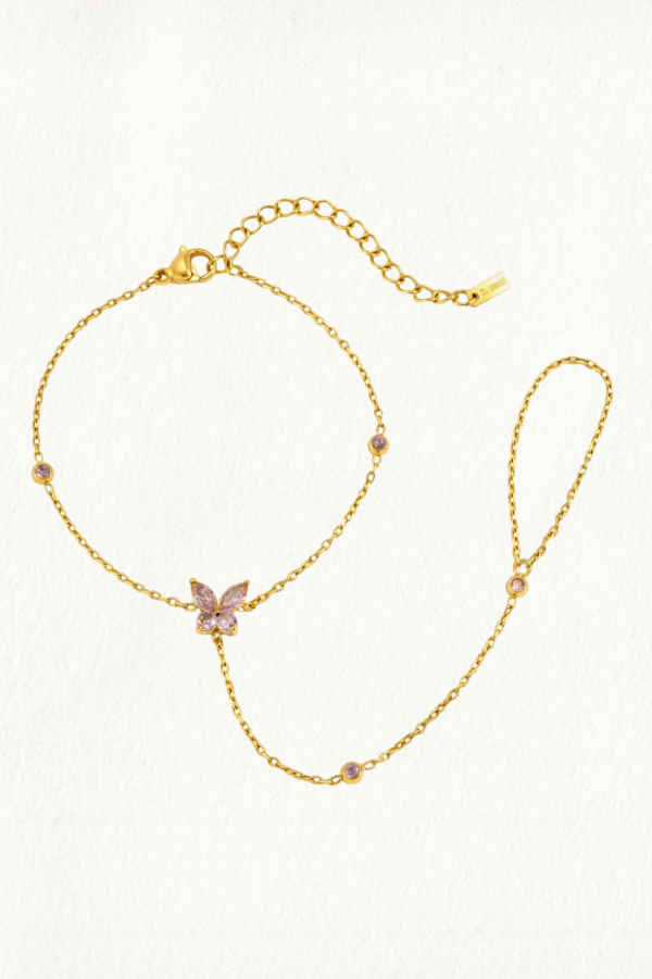 PINK BUTTERFLY FINGER BRACELET