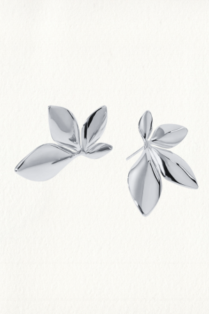 ROTATING LEAVES SILVER EARRINGS